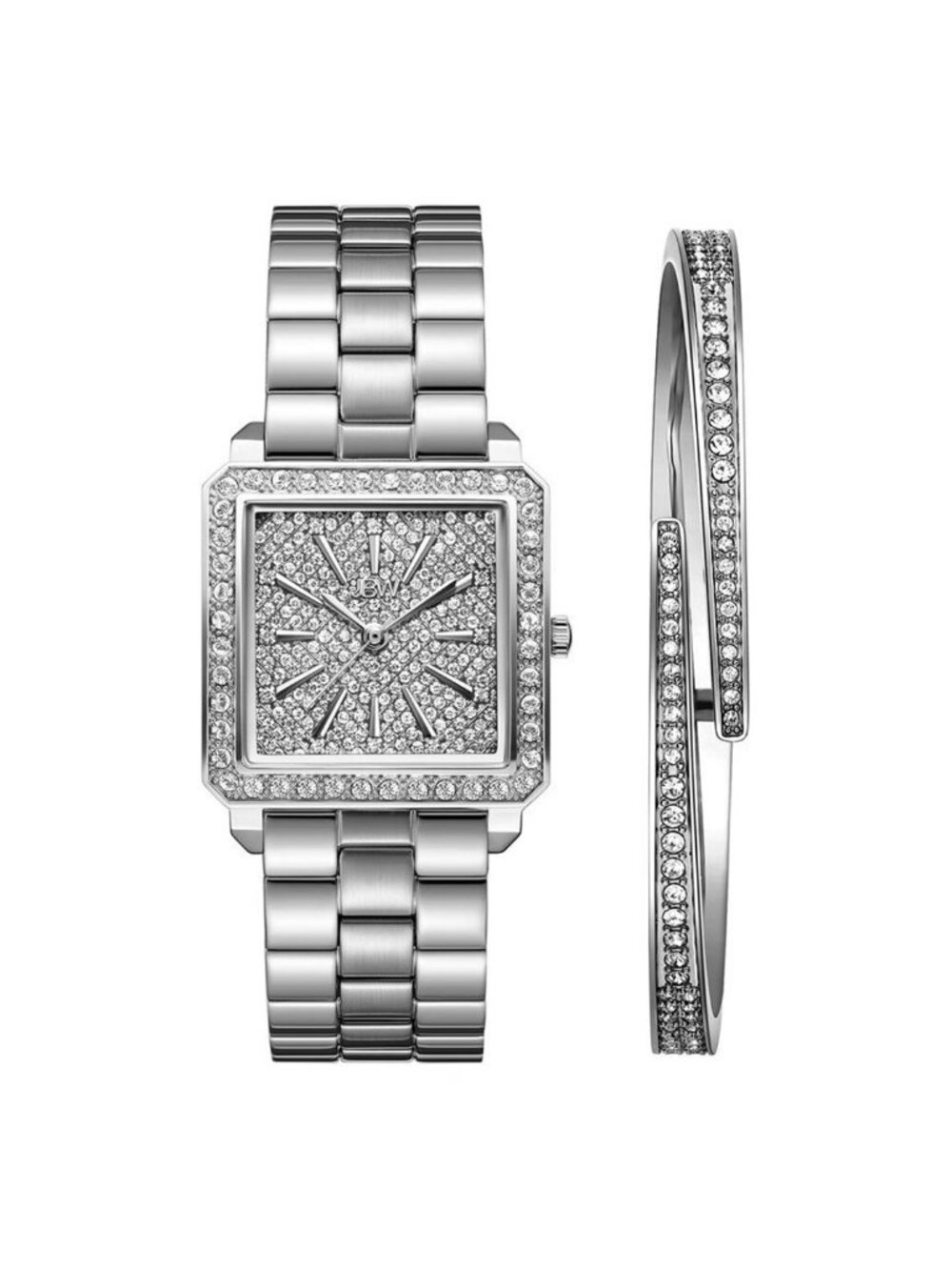 NWT JBW Cristal 28 Jewelry Set Silver-tone Dial Ladies Watch